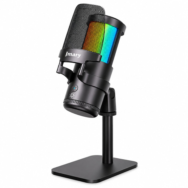 Jmary MC-PW13 – beyaz fonda pop filtreli RGB USB mikrofon ve masaüstü standı
